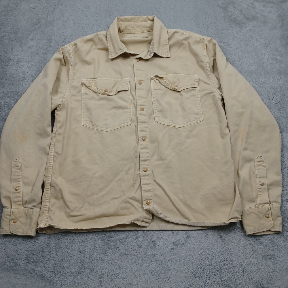 Abercrombie Fitch Top Womens Small Brown Pearl Snap Long Sleeve Preppy - Picture 1 of 8